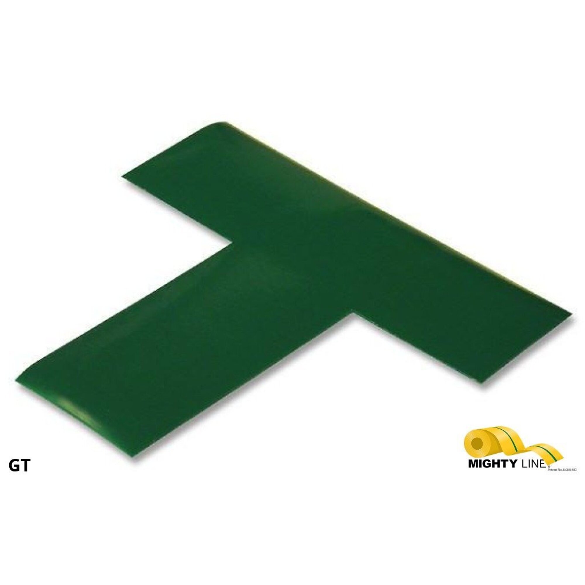 Mighty Line Solid Green Floor Tape Ts — 2in. Wide, 6in. x 6in. x 2in., 50 Mil Thickness, Pack of 100, Model# GT